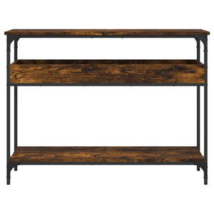 vidaXL Console Table with Shelf Smoked Oak 39.4"x11.4"x29.5" Engineered Wood-3