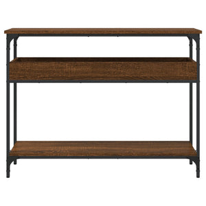 vidaXL Console Table with Shelf Brown Oak 39.4"x11.4"x29.5" Engineered Wood-3