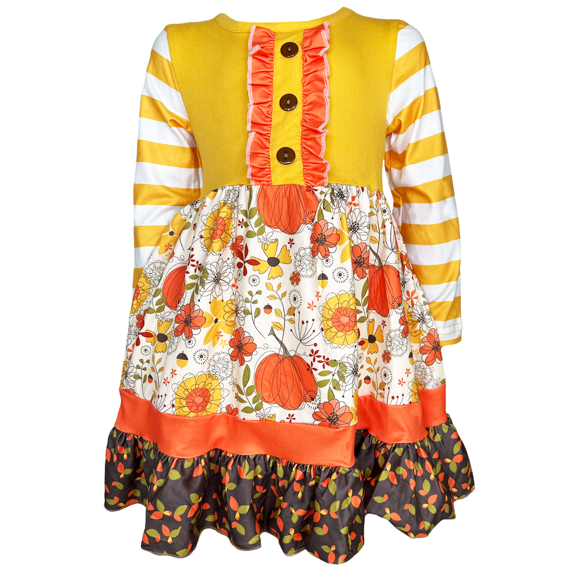 AL Limited Girls Autumn Pumpkin Floral Cotton Knit Fall Long Sleeve Dress
