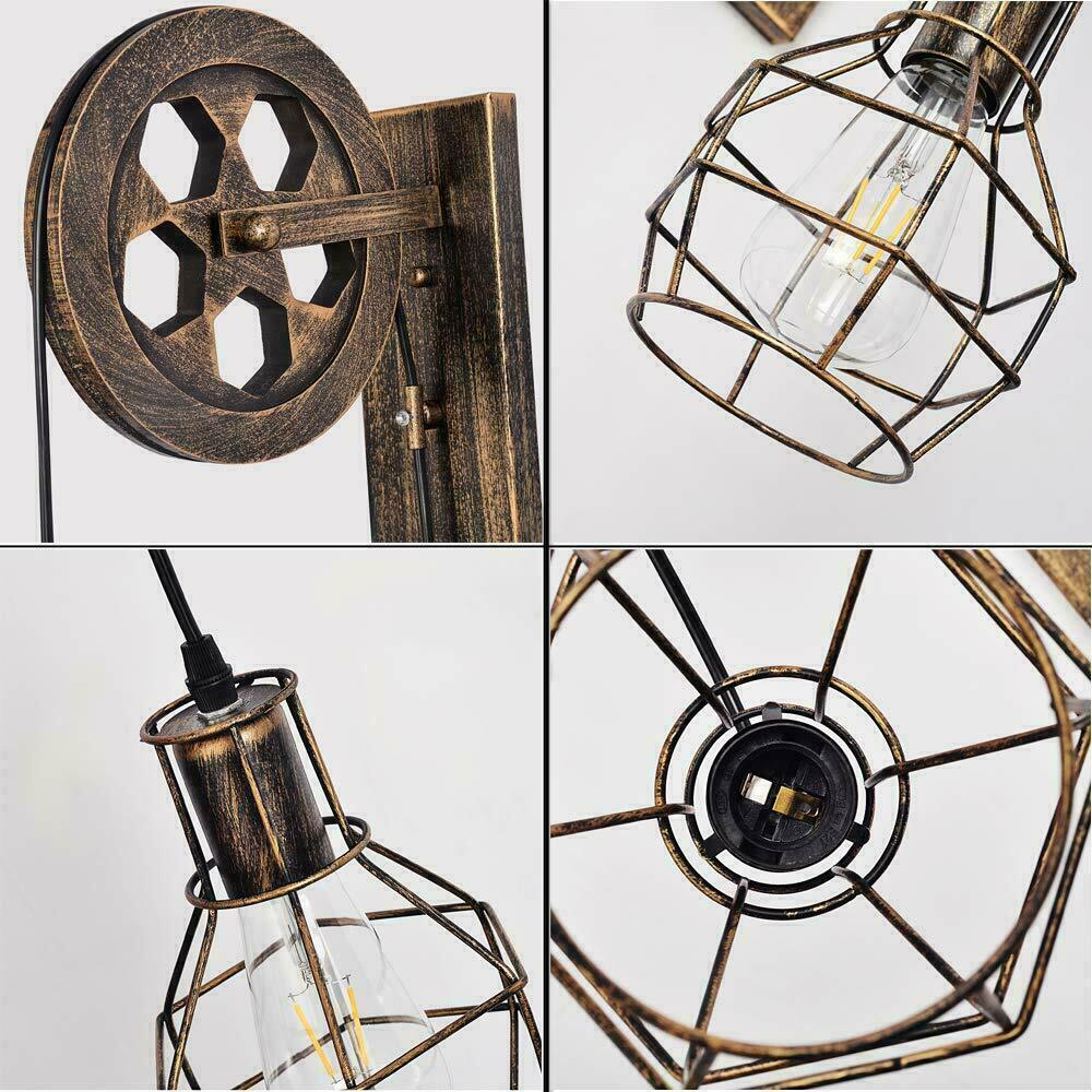 Brushed Copper Vintage Wheel Wall Light Retro Water Pipe Wall Lights Loft~1471