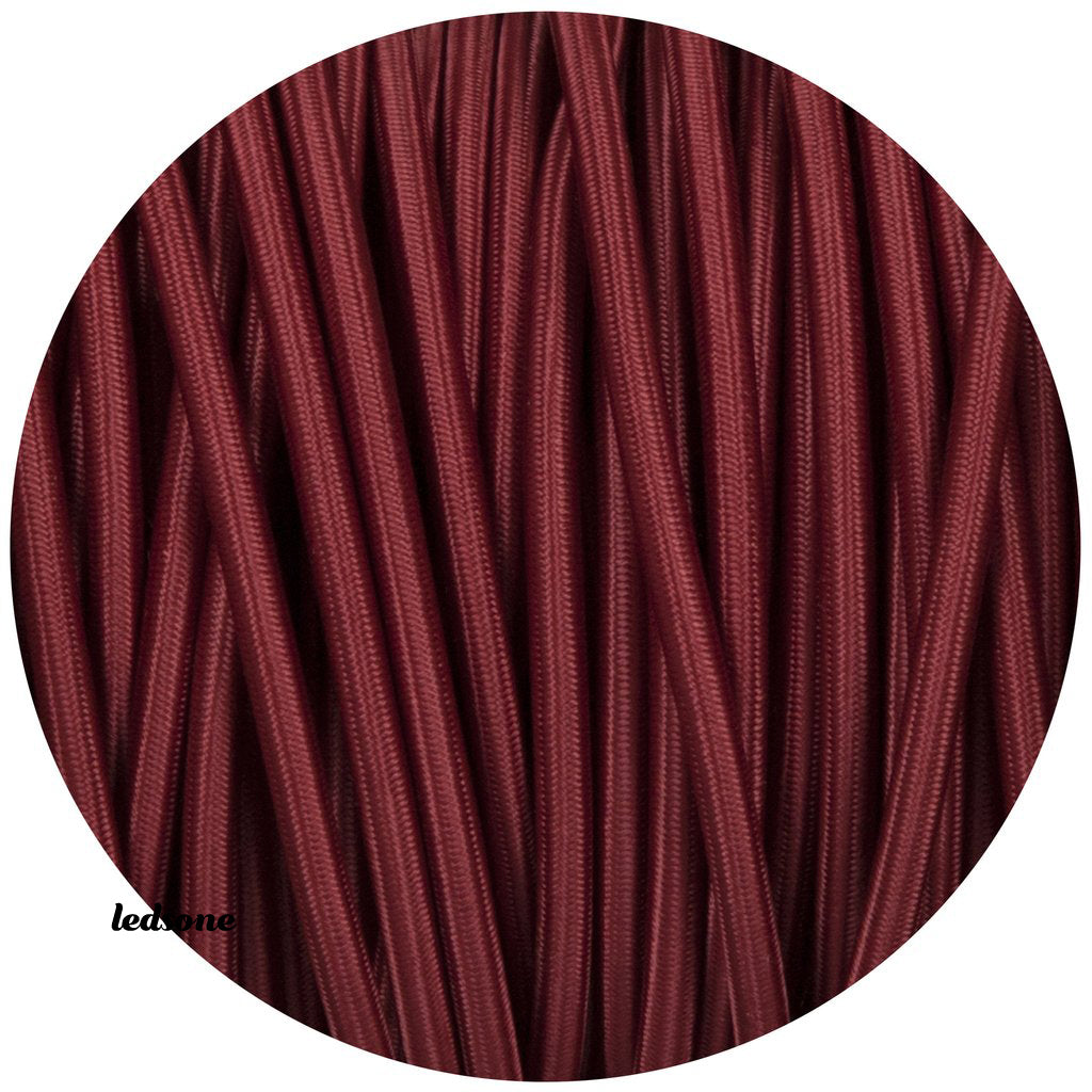 18 Gauge 3 Conductor Round Cloth Covered Wire Braided Light Cord Burgundy~1356-0