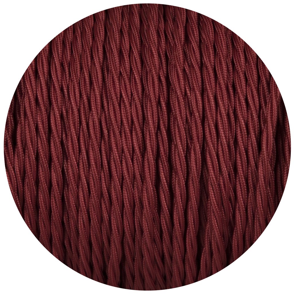 18 Gauge 3 Conductor Twisted Cloth Covered Wire Braided Light Cord Burgandy~1363-0