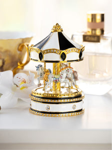 Black Musical Carousel with Spinning Royal Horses-1