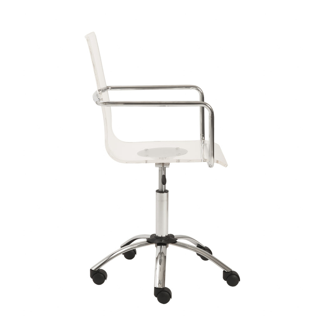 White Swivel Adjustable Task Chair Plastic Back Steel Frame - 99fab 