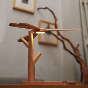 Dragonfly Balancing Lamp, Handcrafted Wood Lamp