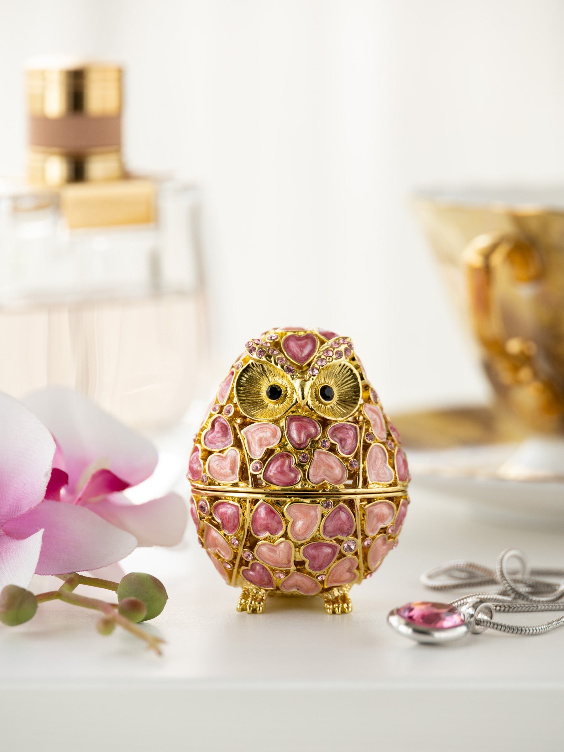 Golden Owl with Hearts-2