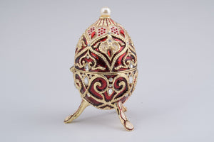 Red Faberge Style Music Playing Egg-8