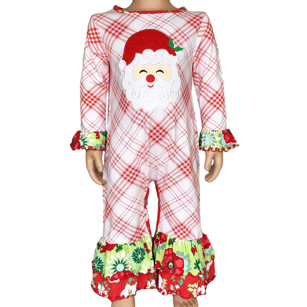 Baby Girls Red & White Santa Romper Outfit One Piece - 99fab 