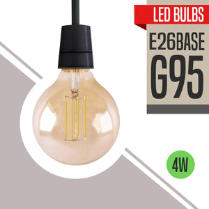 G95 4W LED Edison Bulb E26 Dimmable LED Filament Vintage Light Bulb~1046-1