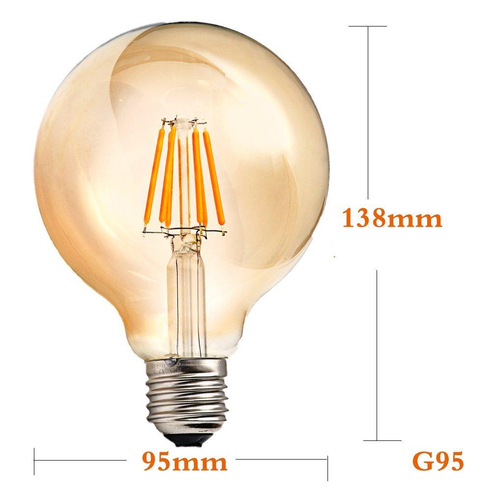 G95 E26 LED Edison Bulb 8W Dimmable LED Filament Vintage Light Bulb~1042-3