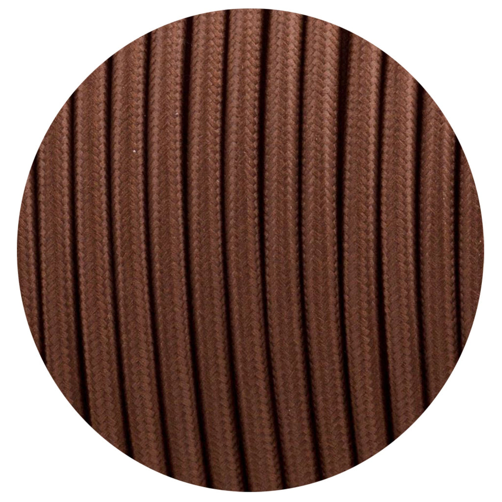 18 Gauge 3 Conductor Round Cloth Covered Wire Braided Light Cord Brown~1401-0