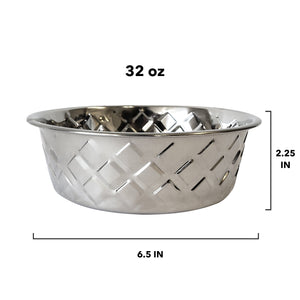 Designer Textured Stainless Steel Dog Bowl - Silver Pineapple