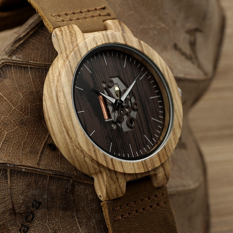 BOBO BIRD Men's Wood Watches with Natural Brown Cowhide Leather Strap - men watches - 99fab.com