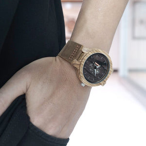 BOBO BIRD Men's Wood Watches with Natural Brown Cowhide Leather Strap - men watches - 99fab.com