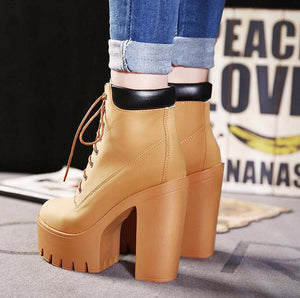 Lace Up Ankle Thick Heel Martin Boots - women shoes - 99fab.com
