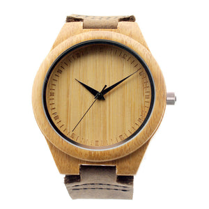 Genuine Leather Bamboo Wooden Watches - men watches - 99fab.com