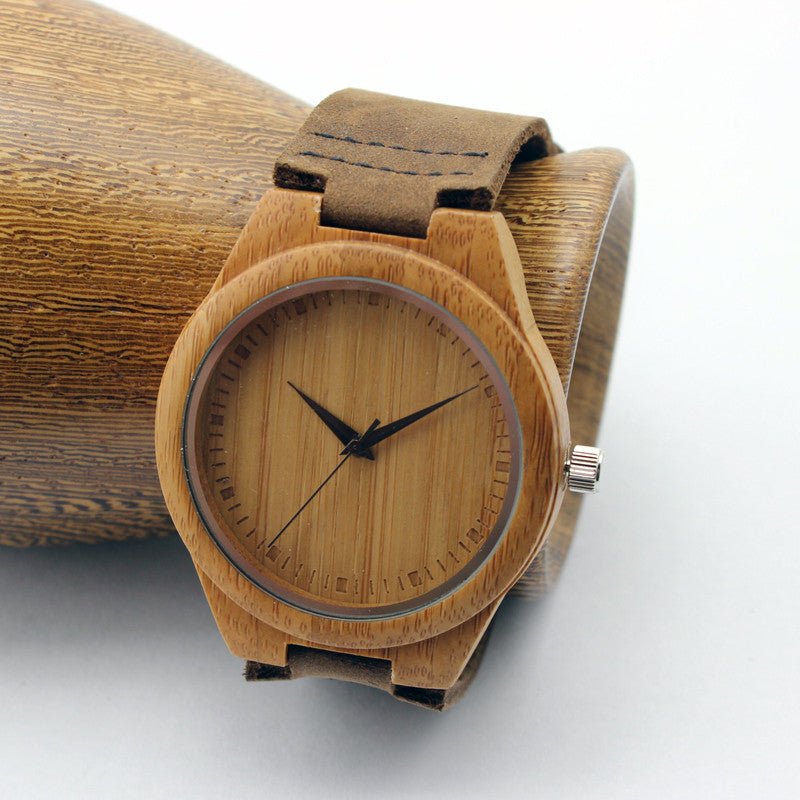 Genuine Leather Bamboo Wooden Watches - men watches - 99fab.com