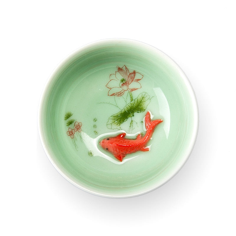 Porcelain Celadon Fish Ceramic China Kung Fu Tea Set - drinkware - 99fab.com