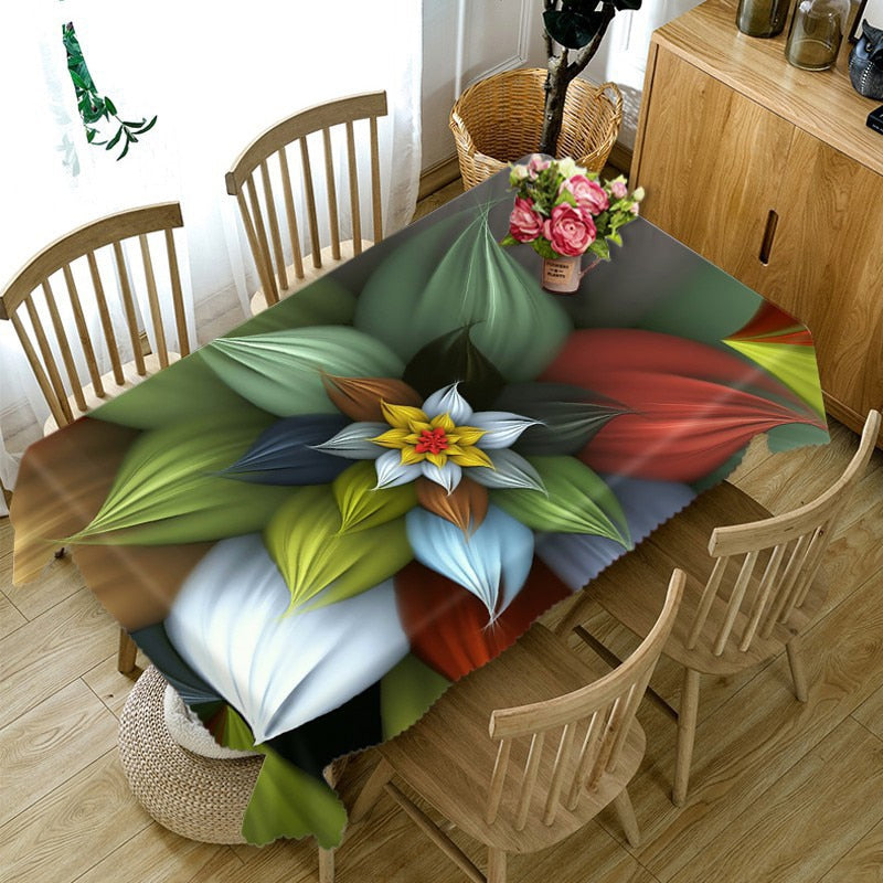 Waterproof 3D Flower printed rectangular tablecloth - tablecloth - 99fab.com