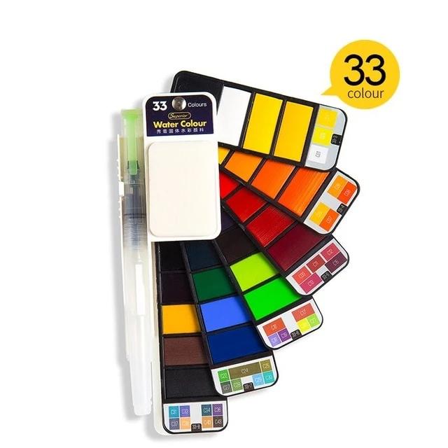 Watercolor Paint Set With Water Brush Pen Foldable Travel Water Color - Watercolor Paint Set - 99fab.com