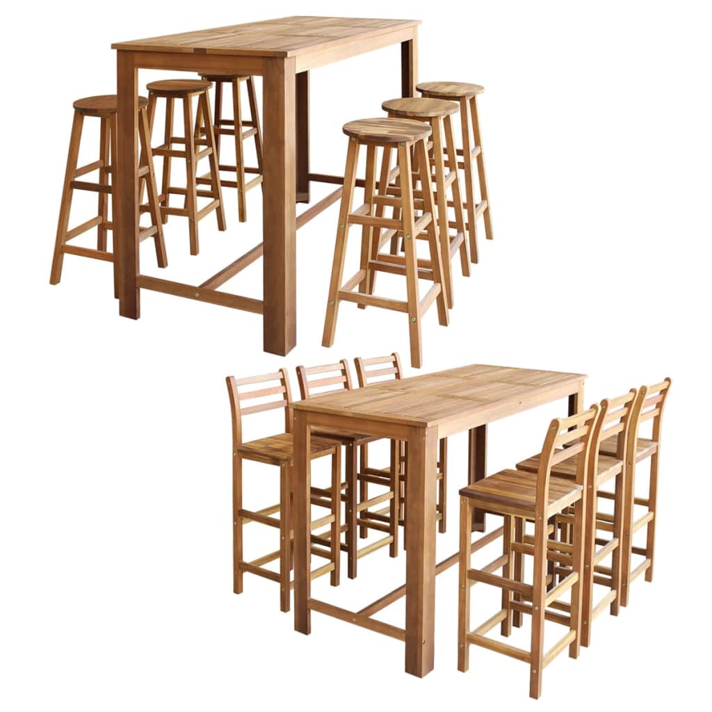 vidaXL Bar Table and Stool Kitchen Counter Stool Pub Table Solid Acacia Wood-17