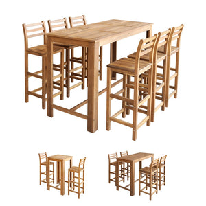 vidaXL Bar Table and Chair Kitchen Wooden Dining Table Set Solid Acacia Wood-2