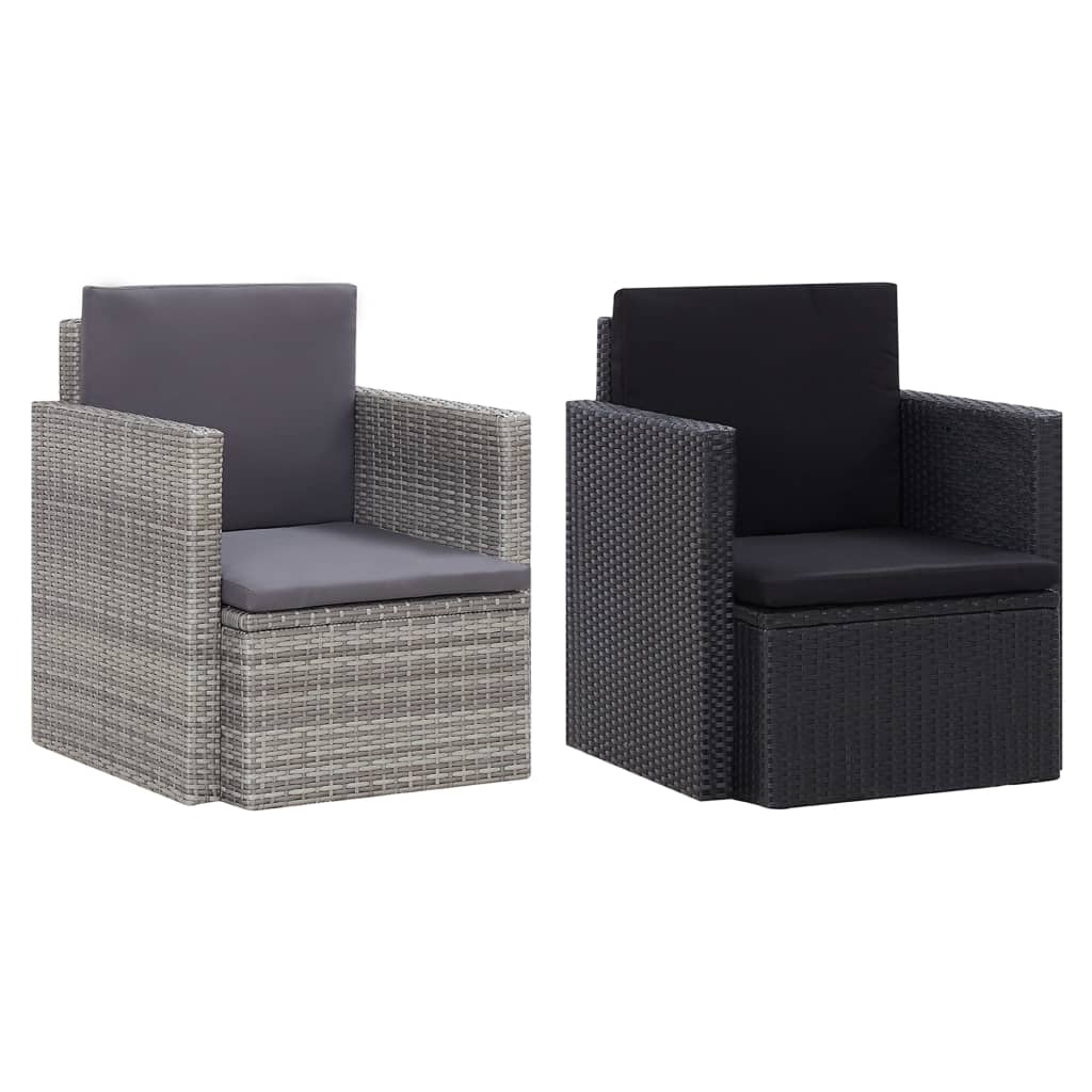 vidaXL Armchair Outdoor Patio Single Sofa Chair with Cushions Poly Rattan-2