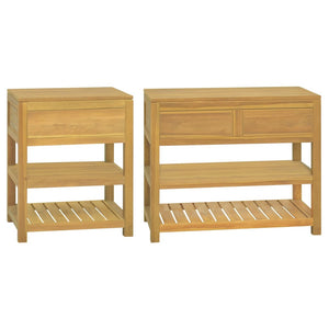vidaXL Bathroom Cabinet Freestanding Cabinet with Shelves Solid Wood Teak-2
