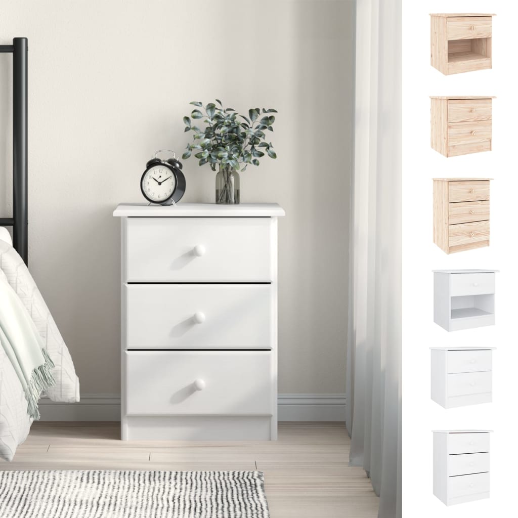 vidaXL Bedside Cabinet ALTA White 16.9"x13.8"x15.9" Solid Wood Pine-8