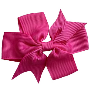 Set of 3- Hot Pink 4" Ribbon Bow Clips-1