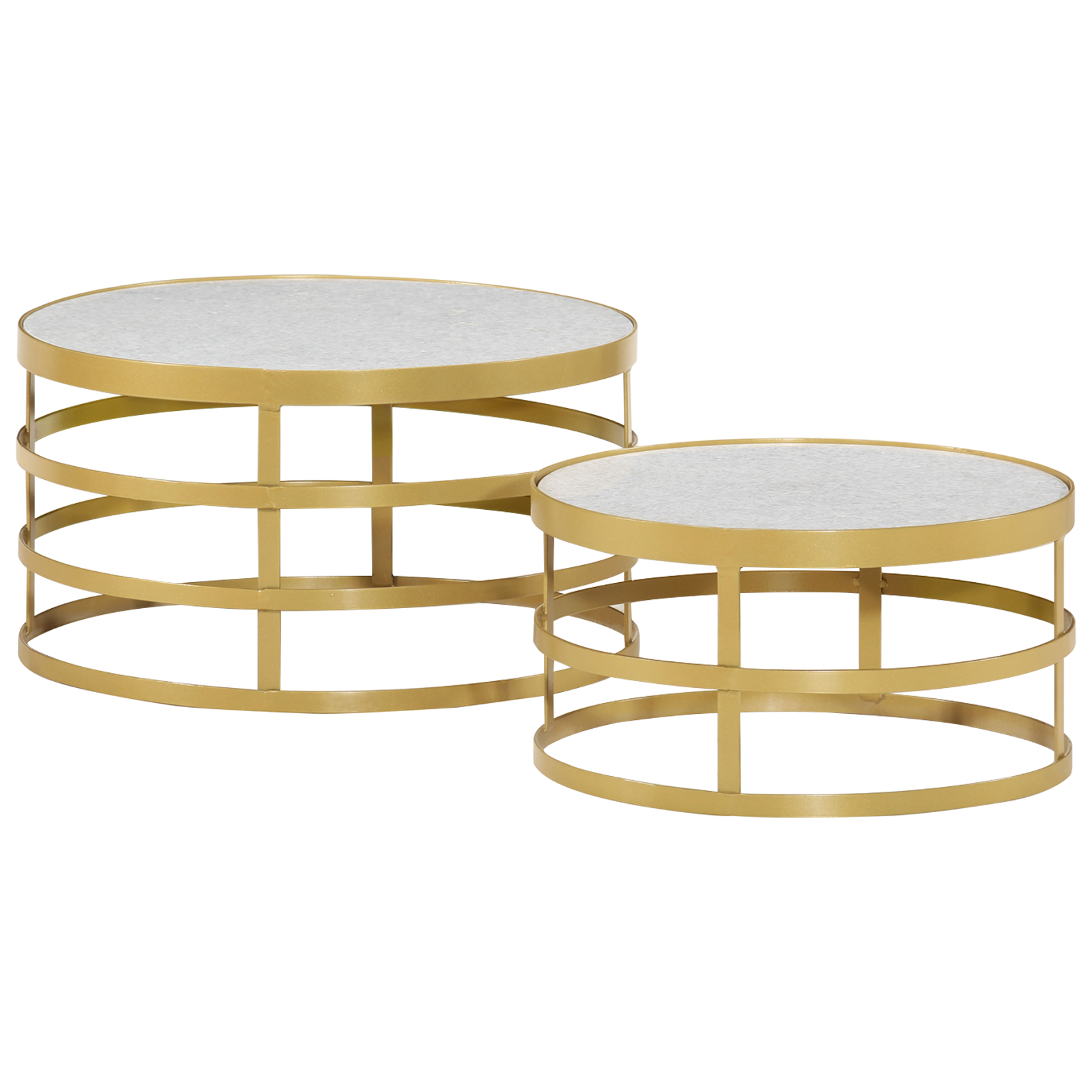 vidaXL 2 Piece Coffee Table Set Marble Brass and White-9