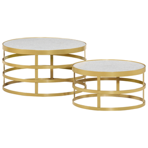 vidaXL 2 Piece Coffee Table Set Marble Brass and White-9