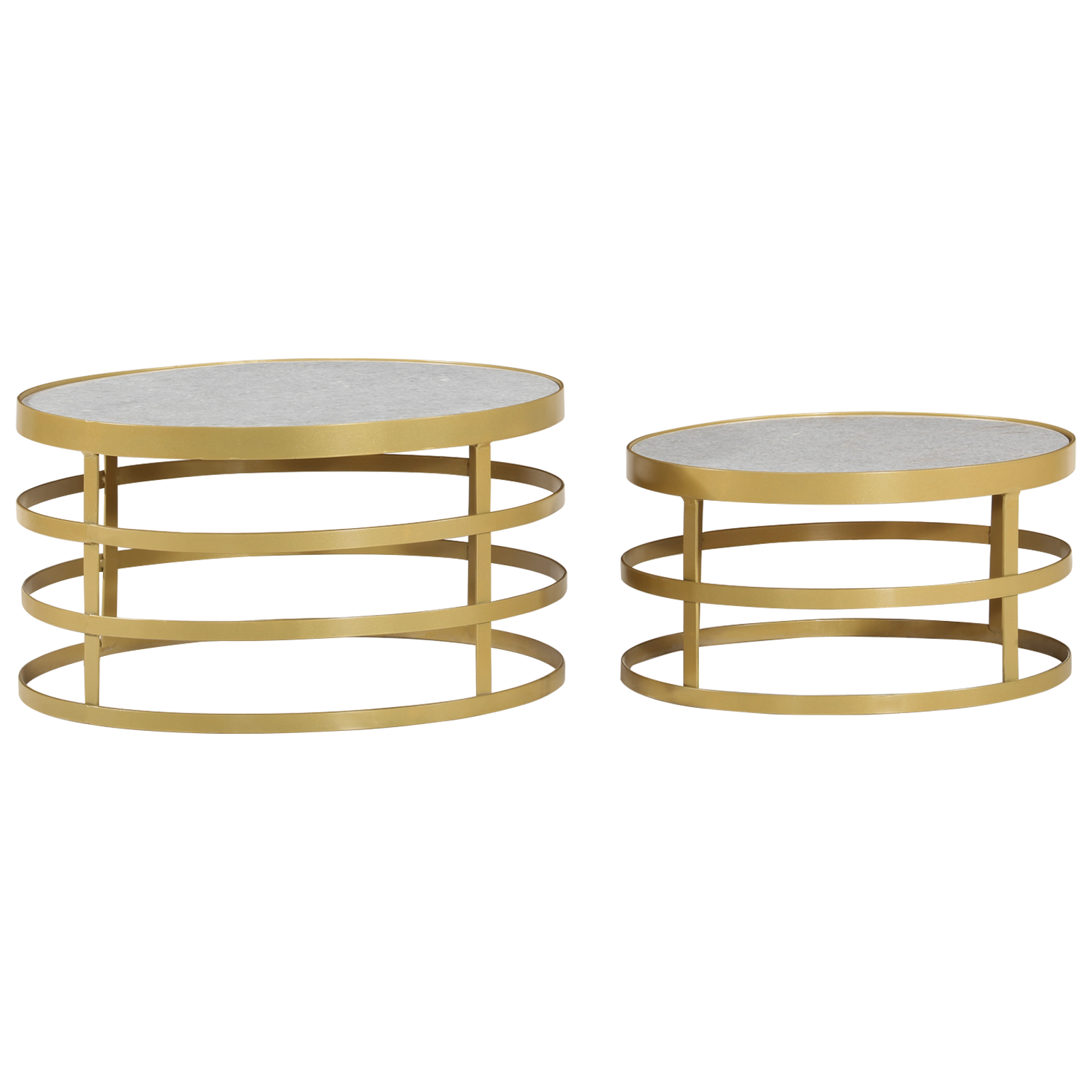 vidaXL 2 Piece Coffee Table Set Marble Brass and White-1