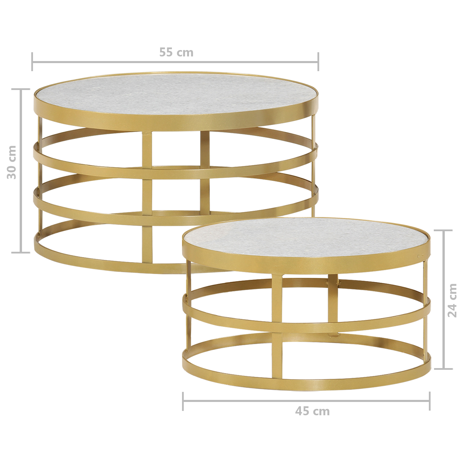 vidaXL 2 Piece Coffee Table Set Marble Brass and White-7