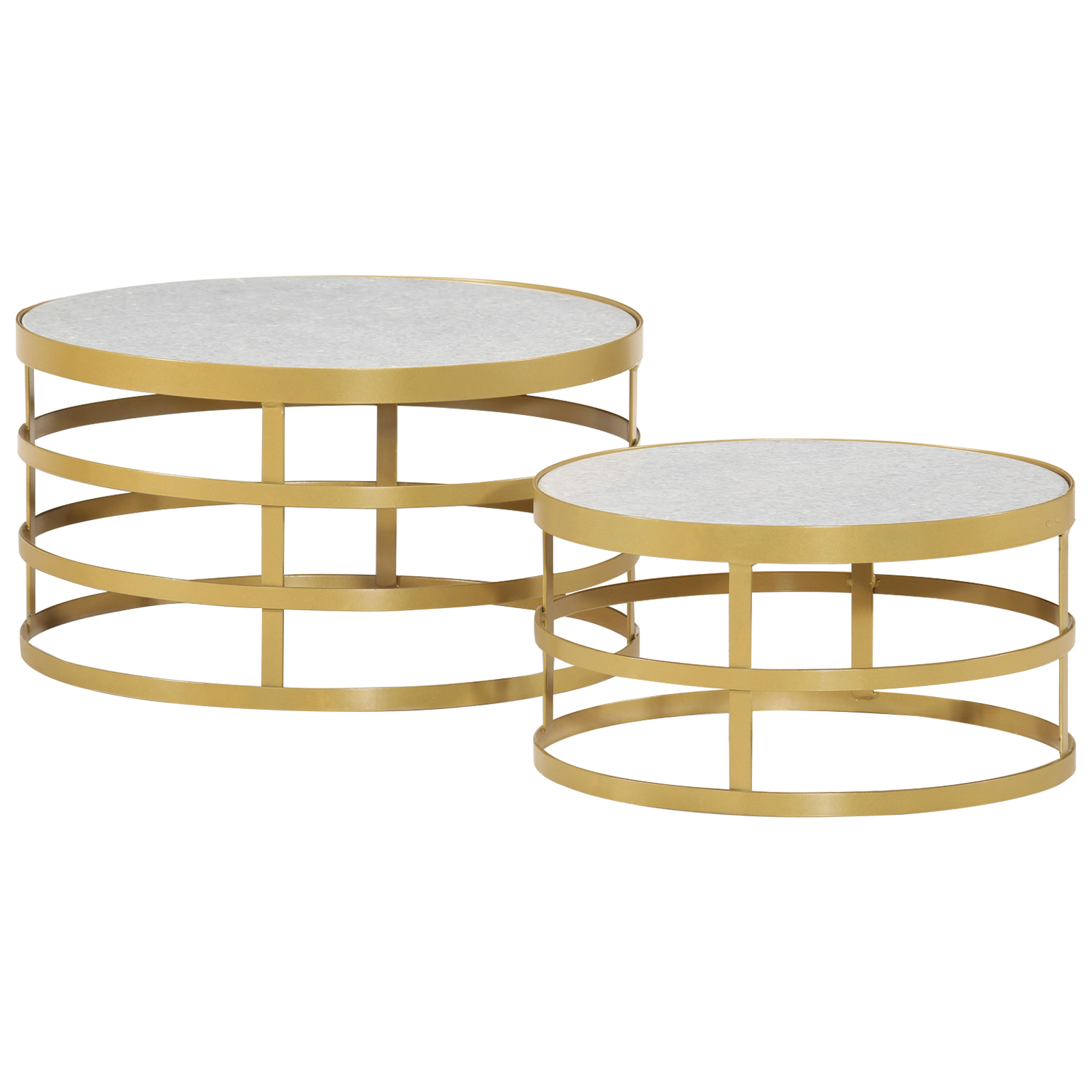 vidaXL 2 Piece Coffee Table Set Marble Brass and White-8