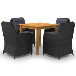 vidaXL 5 Piece Patio Dining Set Black-0