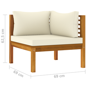 vidaXL 2 Piece Sofa Set with Cream White Cushions Solid Acacia Wood-4