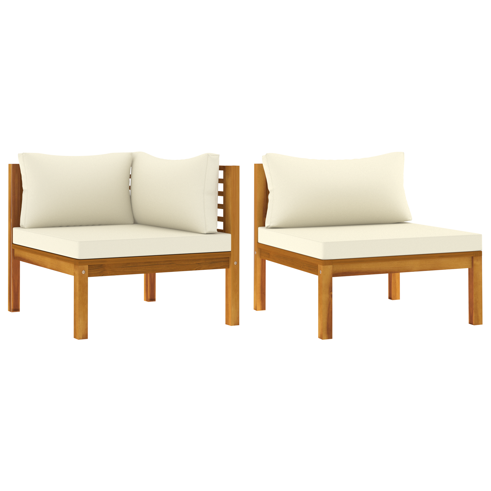 vidaXL 2 Piece Sofa Set with Cream White Cushions Solid Acacia Wood-0