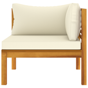 vidaXL 2 Piece Sofa Set with Cream White Cushions Solid Acacia Wood-7
