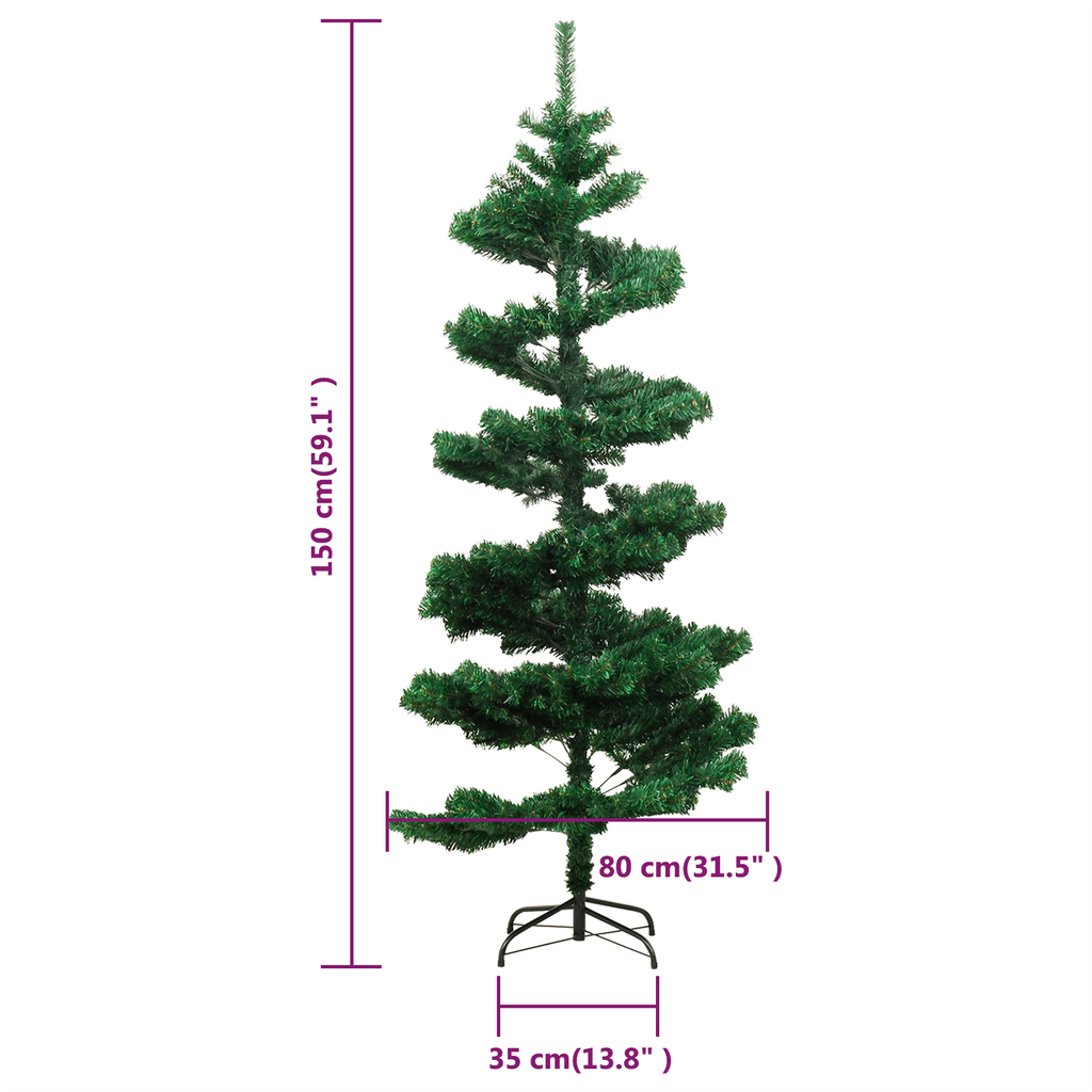 vidaXL Christmas Tree Decor Swirl Artificial Xmas Tree with Pot and LEDs PVC-60