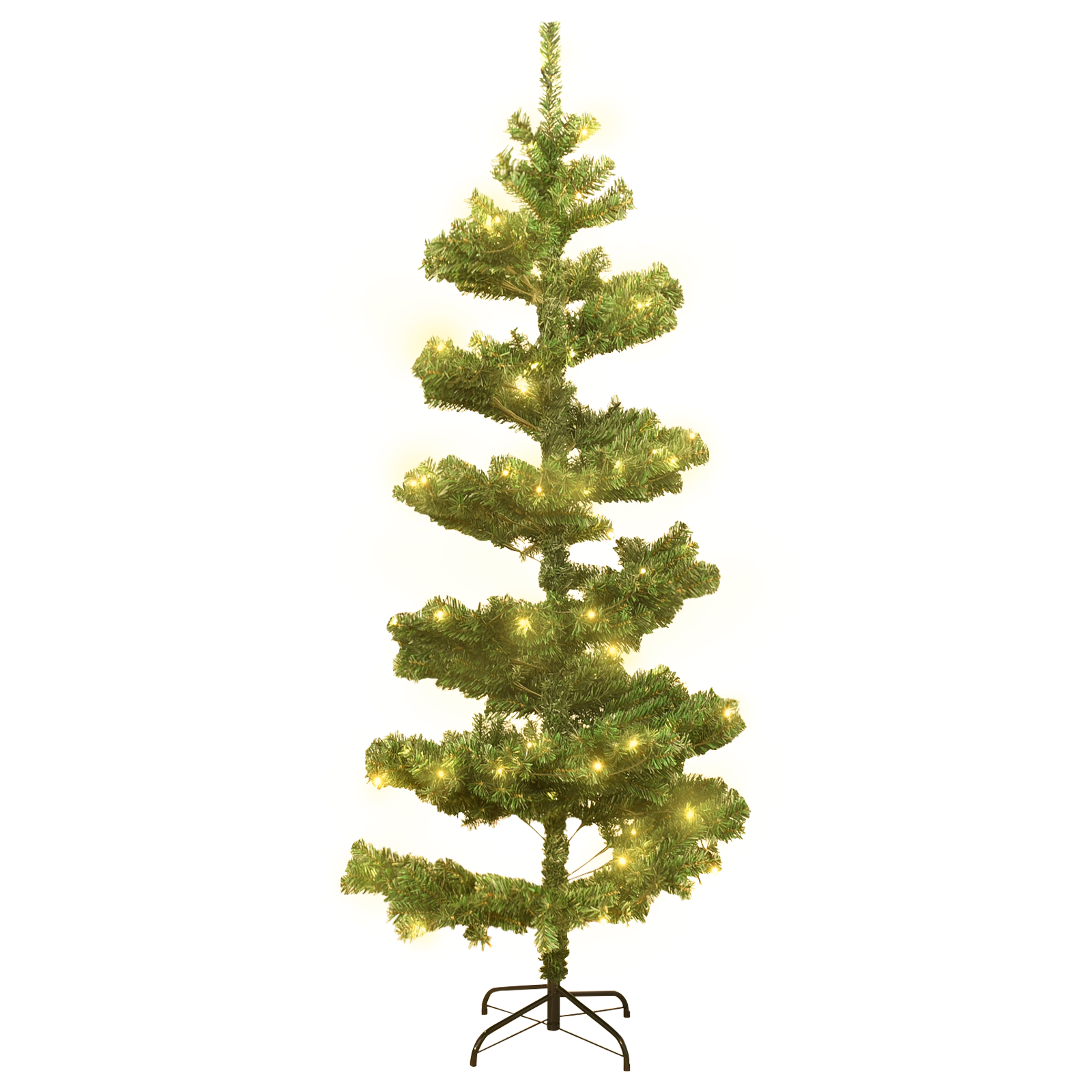 vidaXL Christmas Tree Decor Swirl Artificial Xmas Tree with Pot and LEDs PVC-7