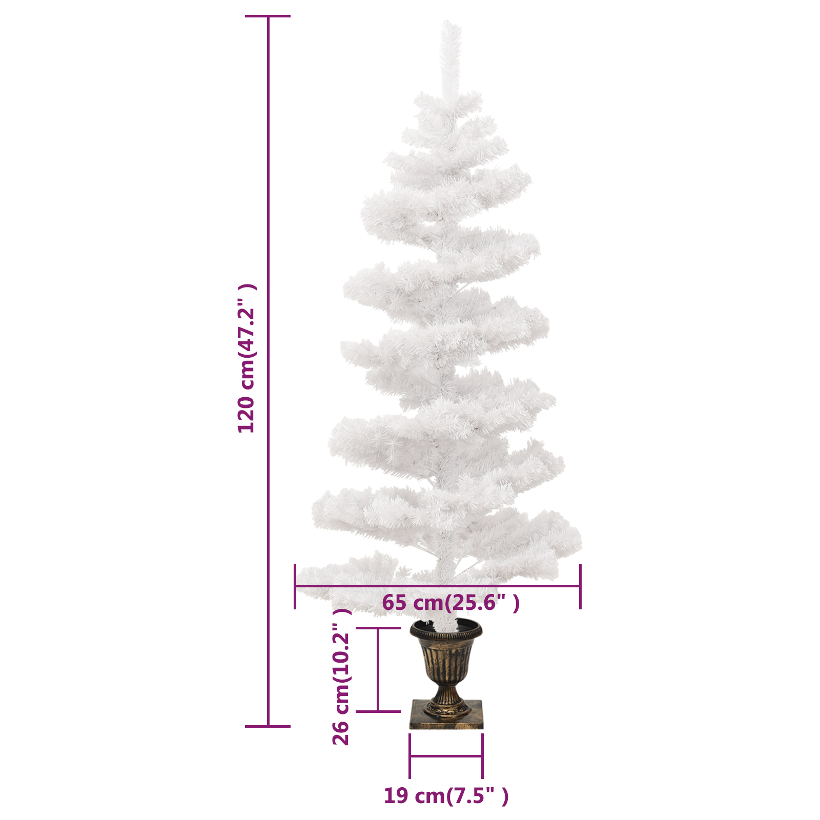 vidaXL Christmas Tree Decor Swirl Artificial Xmas Tree with Pot and LEDs PVC-63