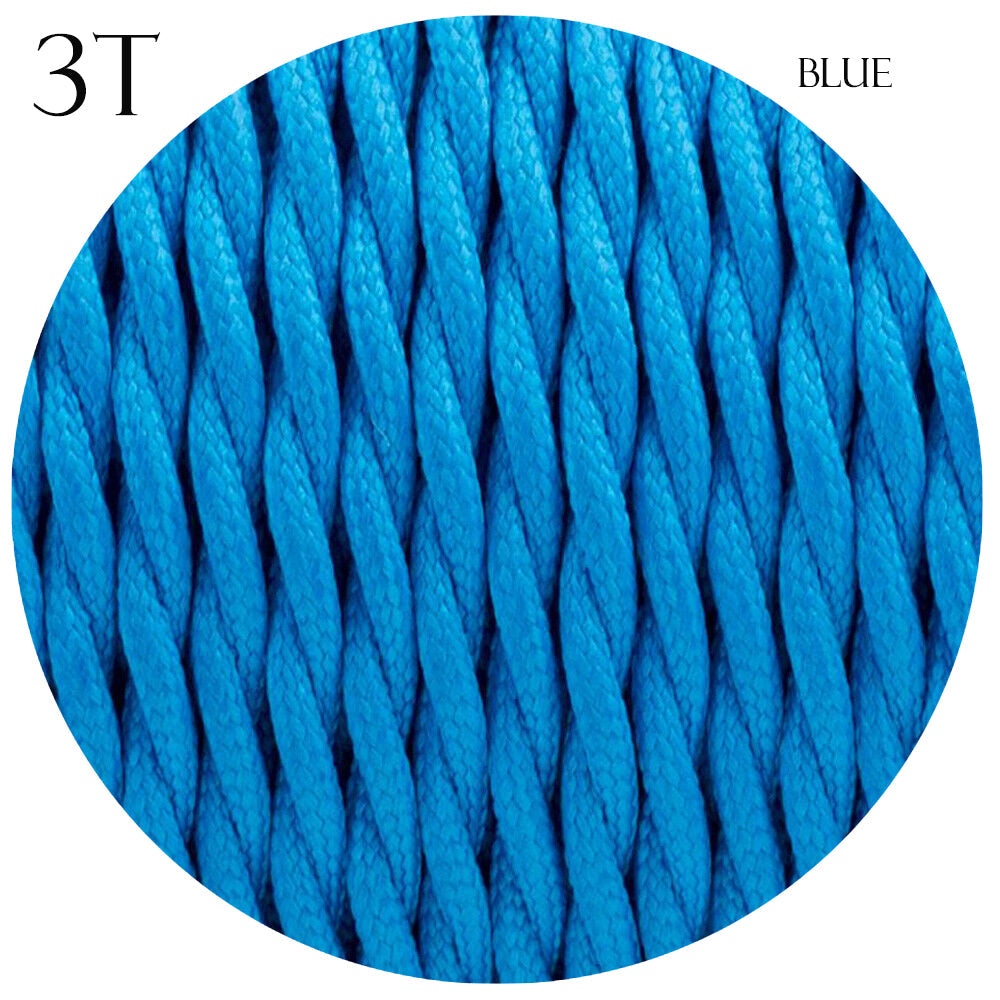 Cloth Covered Electric 3 Core Twisted Cable Blue~2108-0