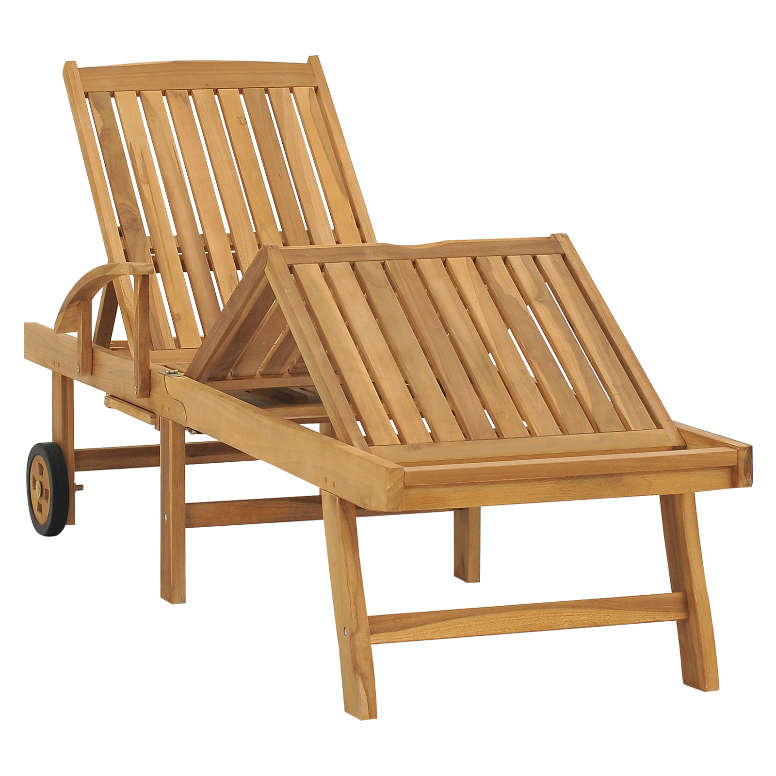 vidaXL Sun Lounger with Table Solid Teak Wood-3