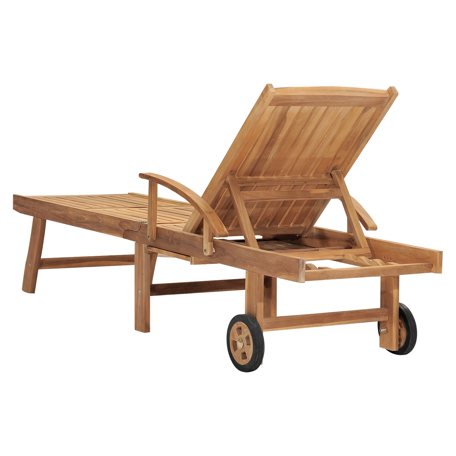 vidaXL Sun Lounger with Table Solid Teak Wood-11