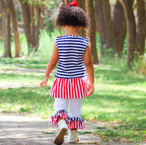 AnnLoren Girls Boutique Patriotic Sailor Outfit Tunic and Capri Leggings-2