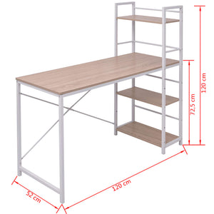 vidaXL Desk with 4-Tier Bookcase Oak-4