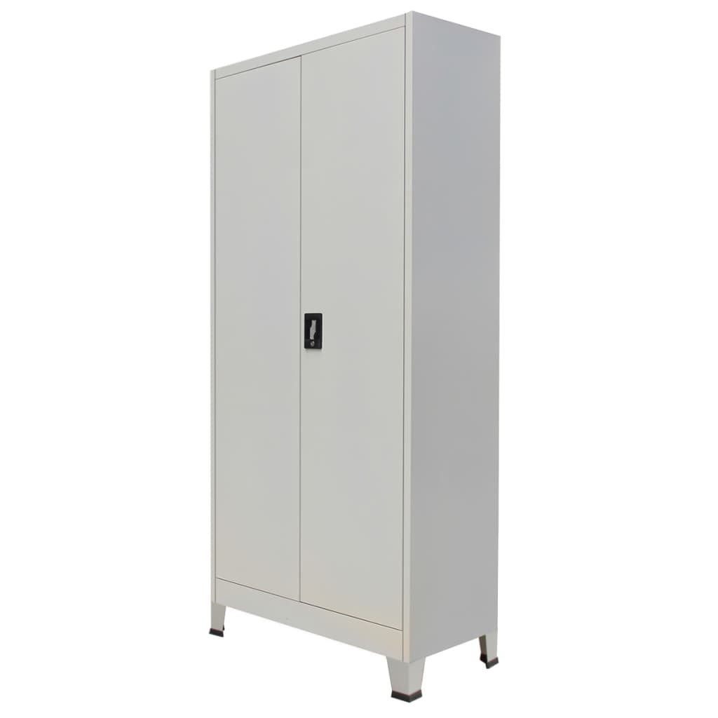 vidaXL Office Cabinet File Cabinet Filing Cabinet with 2 Doors Steel Gray-0