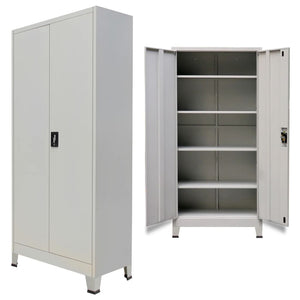 vidaXL Office Cabinet File Cabinet Filing Cabinet with 2 Doors Steel Gray-12