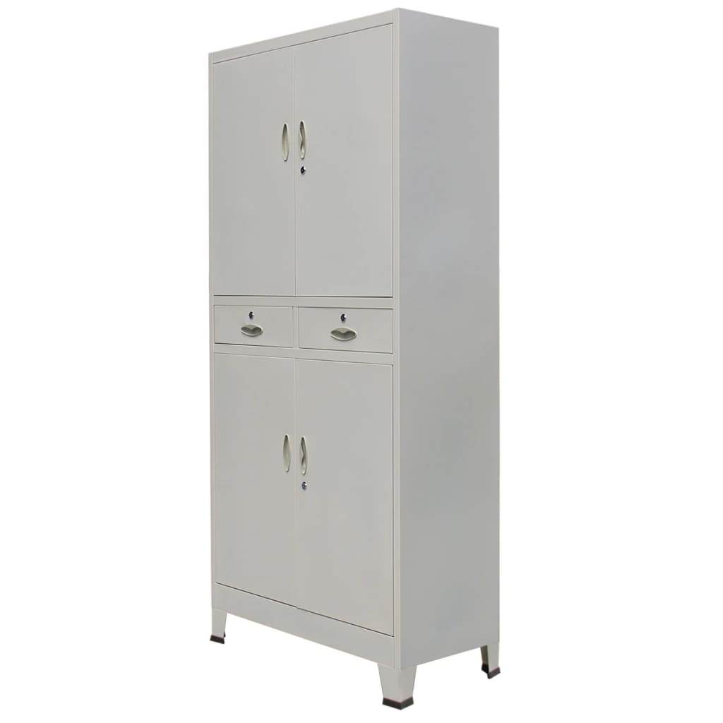 vidaXL Office Cabinet File Cabinet Filing Cabinet with 2 Doors Steel Gray-1